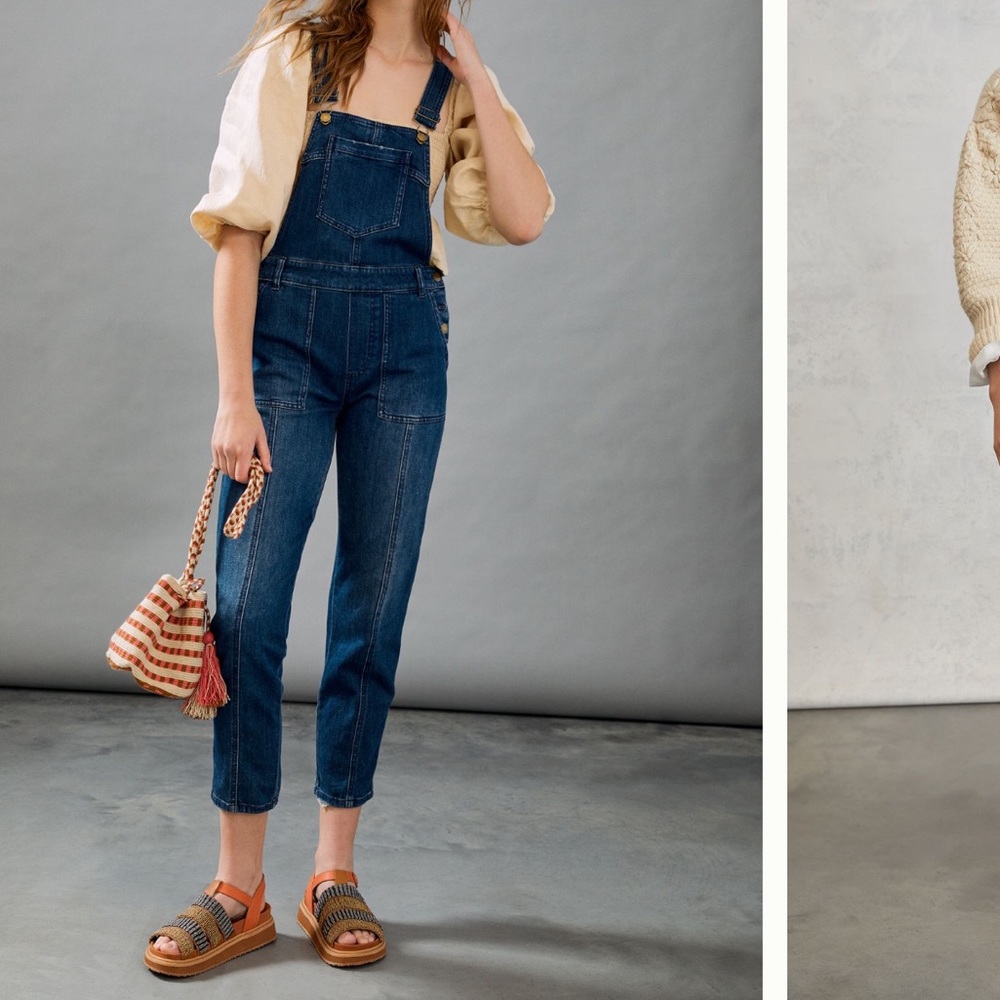 Anthropologie denim overalls med wash jean 28P NWTS